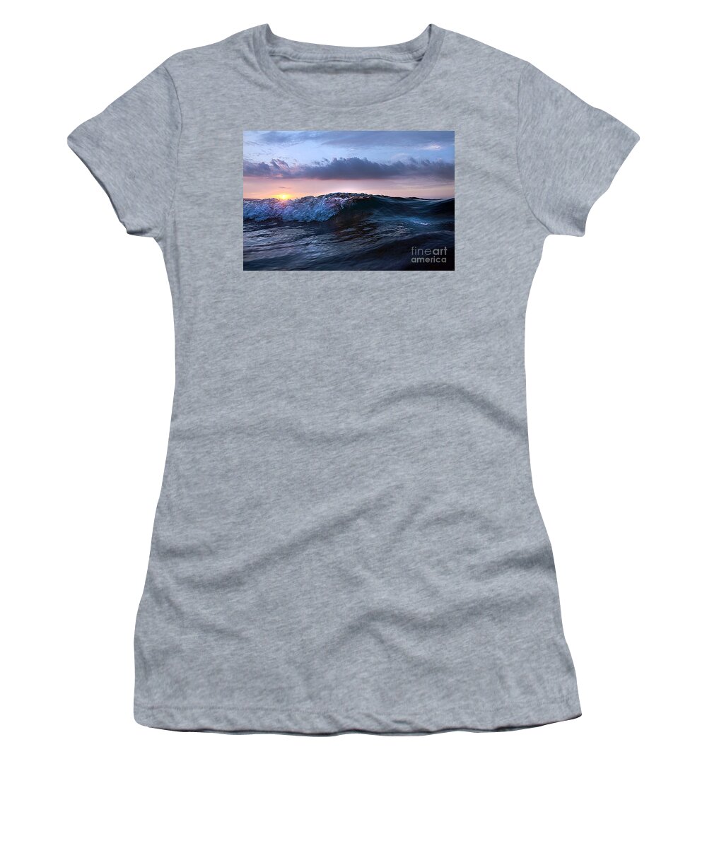 Beach Women's T-Shirt featuring the photograph Sunset Wave-Wards Beach by Steve Somerville