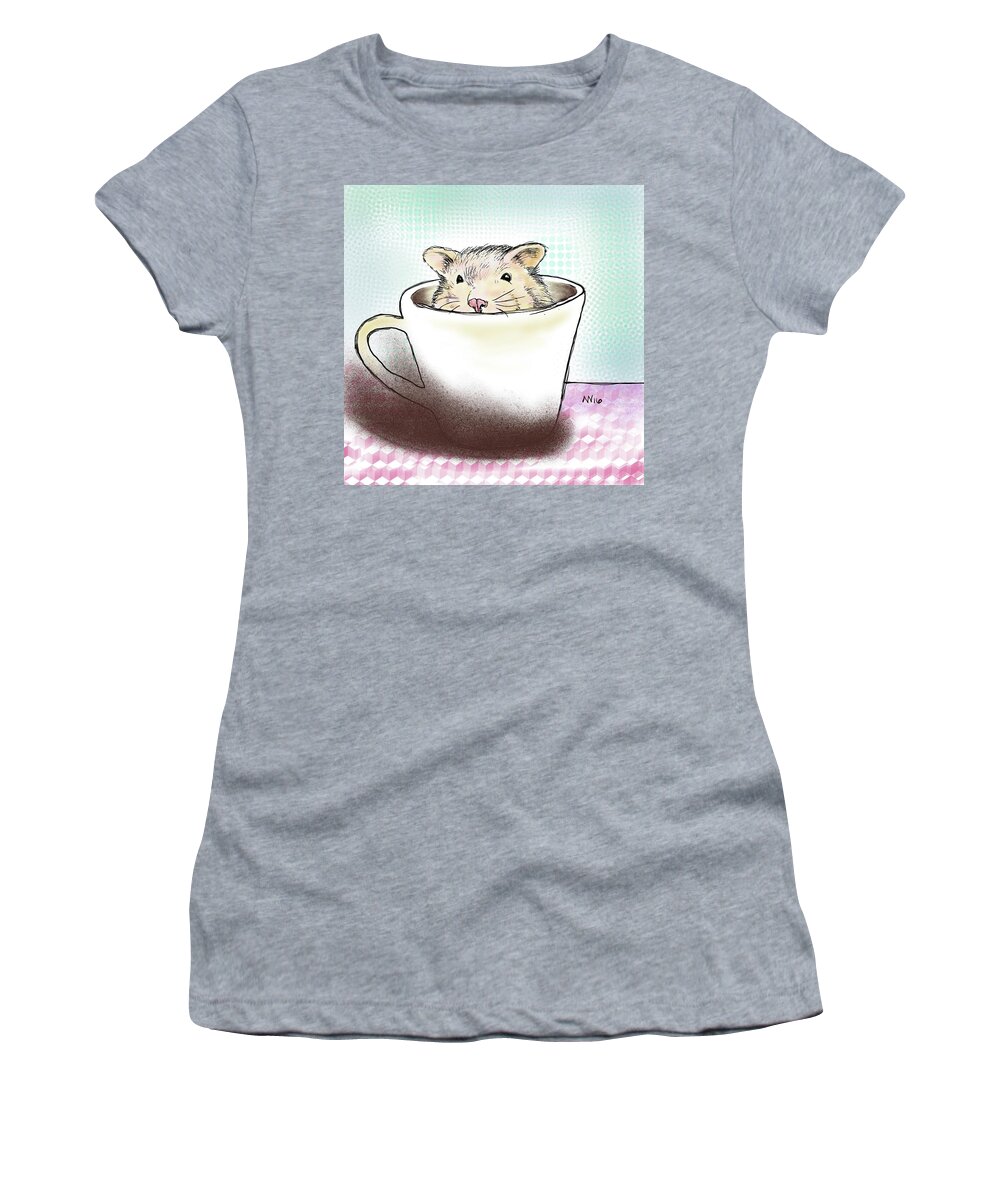 Hamster Women's T-Shirt featuring the digital art Super Cute Hamster by AnneMarie Welsh