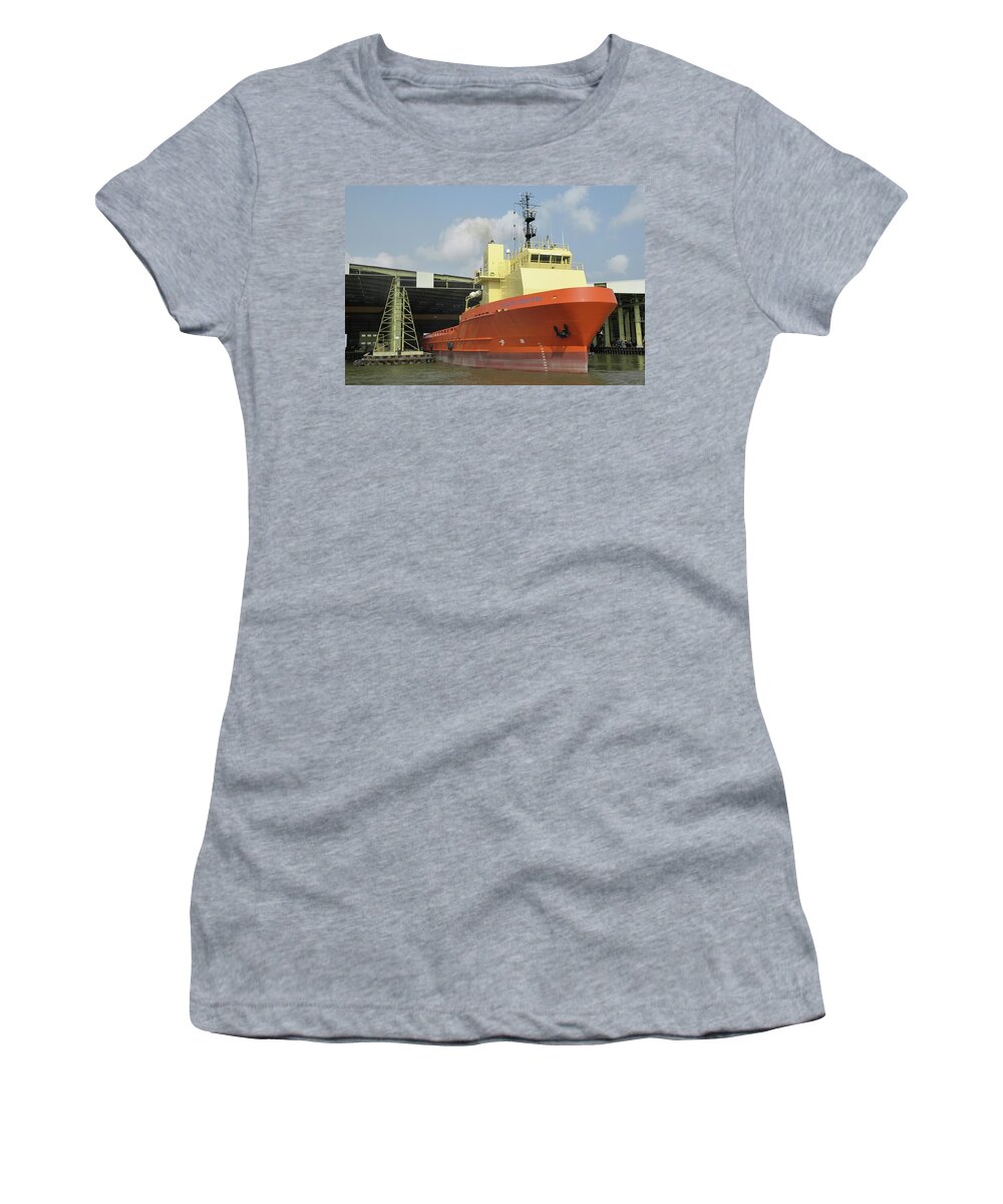 Supply Boat Women's T-Shirt featuring the photograph Supply boat at berth by Bradford Martin