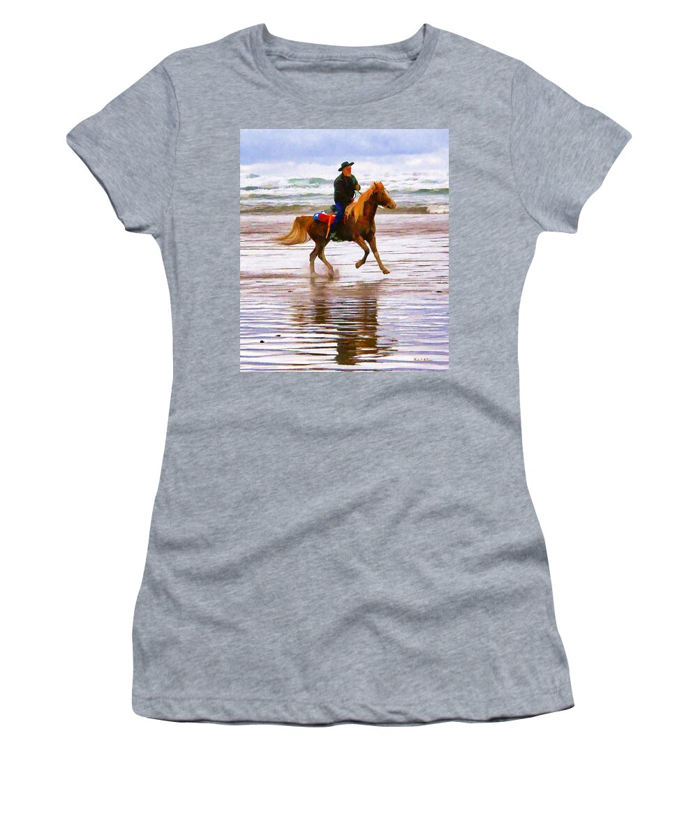 Beach Women's T-Shirt featuring the photograph Surf Rider by Wendy McKennon
