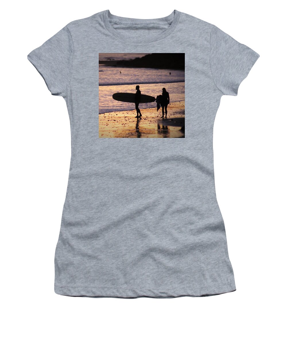 Surfer Women's T-Shirt featuring the photograph Surfer's Sunset by FD Graham