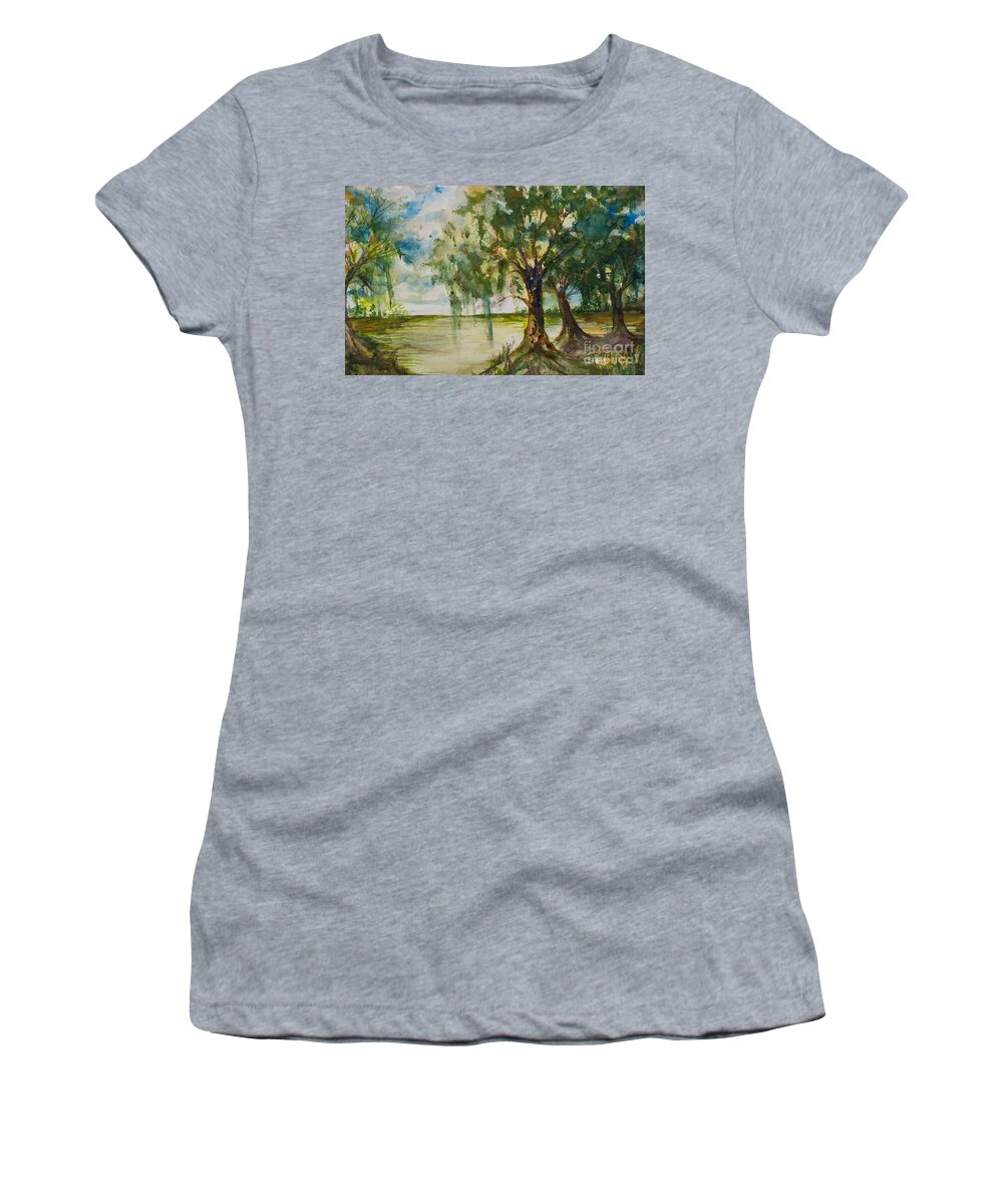 #creativemother Women's T-Shirt featuring the painting SwampBank by Francelle Theriot