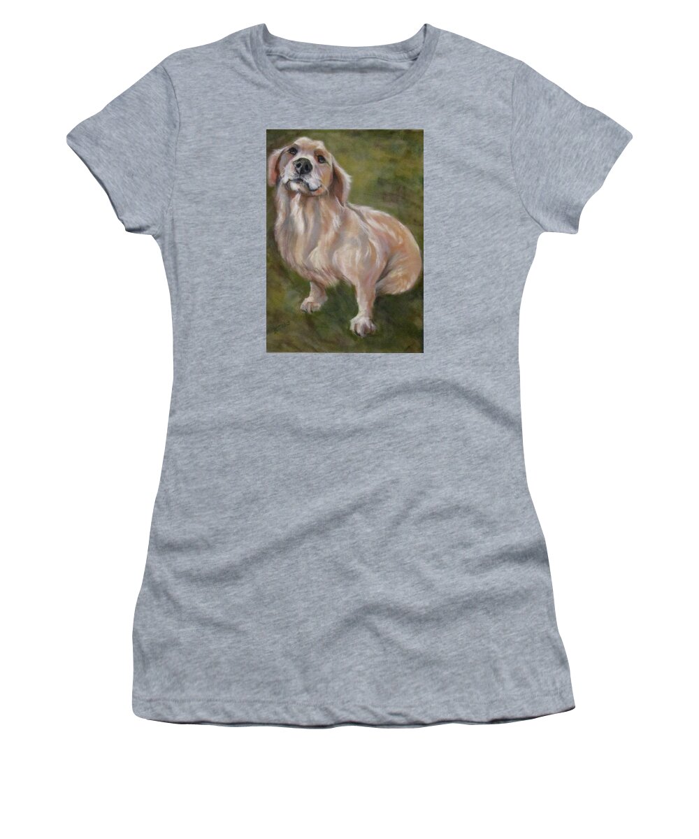 Dog Women's T-Shirt featuring the pastel Sweet Golden by Barbara O'Toole