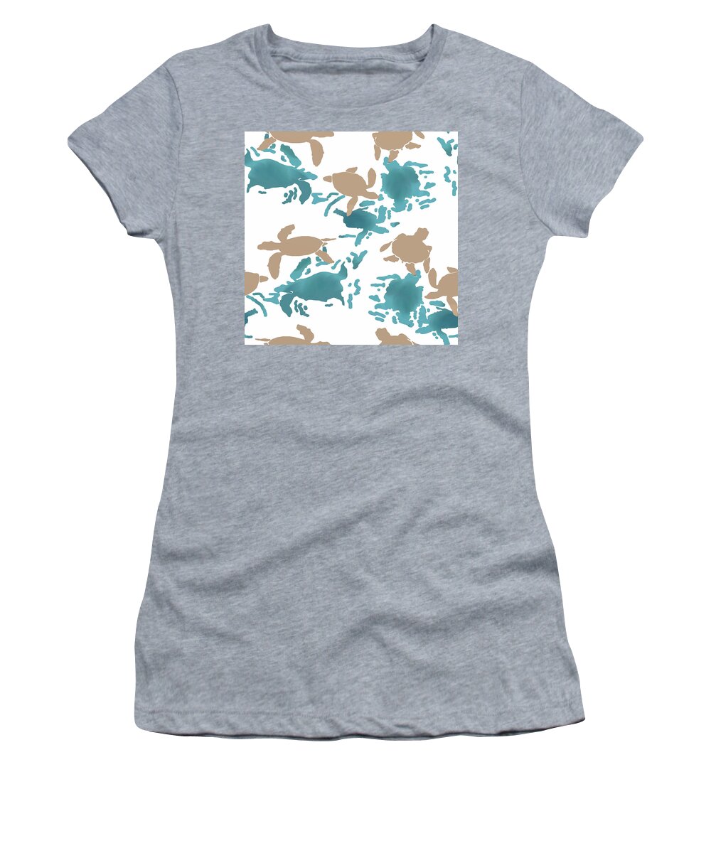 Turtle Women's T-Shirt featuring the digital art Swimming Turtles by April Burton