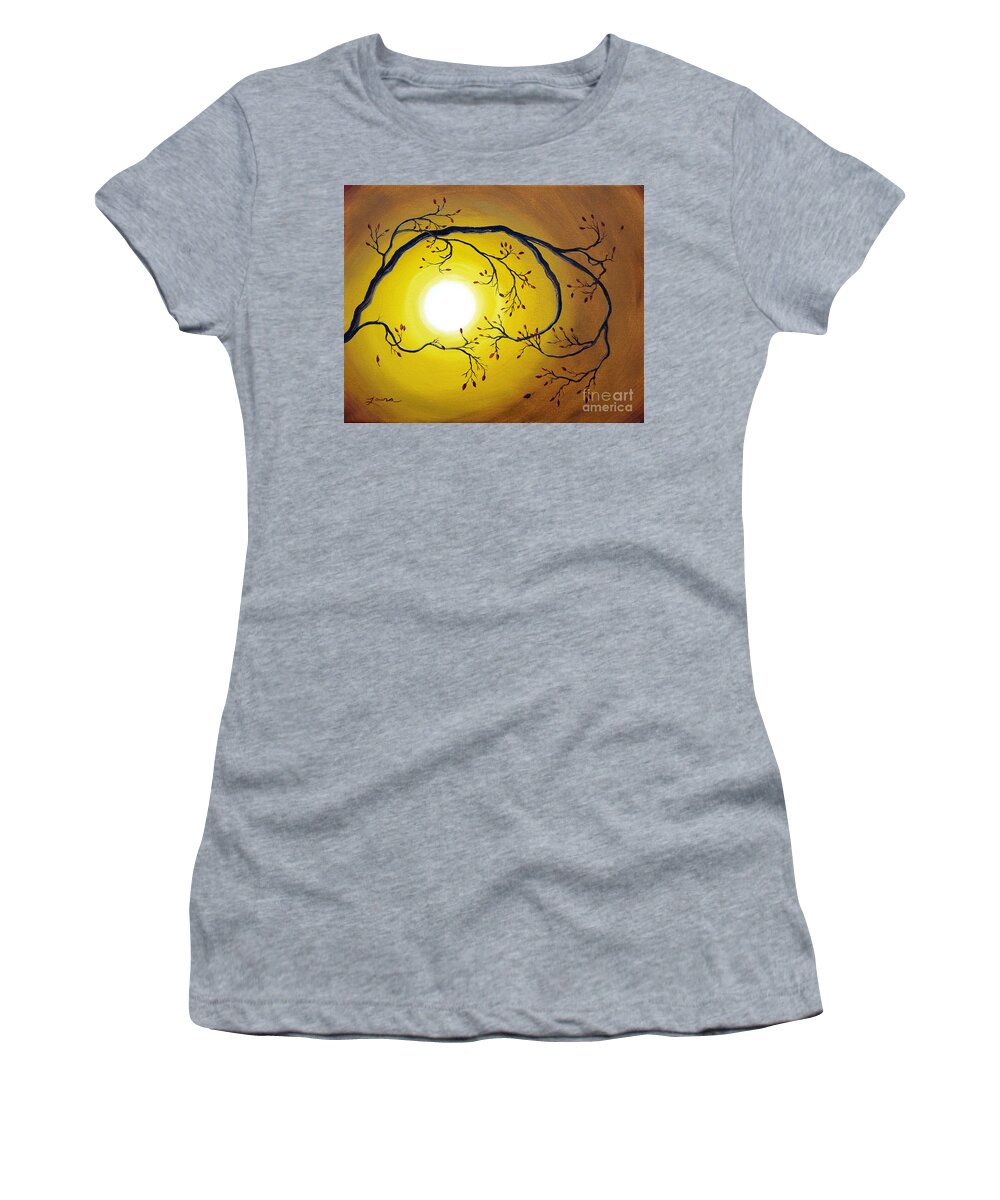 Zen Women's T-Shirt featuring the painting Swirling Branch in Autumn Glow by Laura Iverson