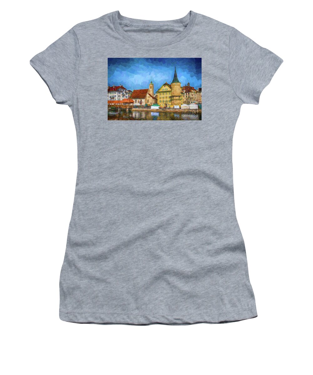 Cityscape Women's T-Shirt featuring the photograph Swiss Town by Pravine Chester