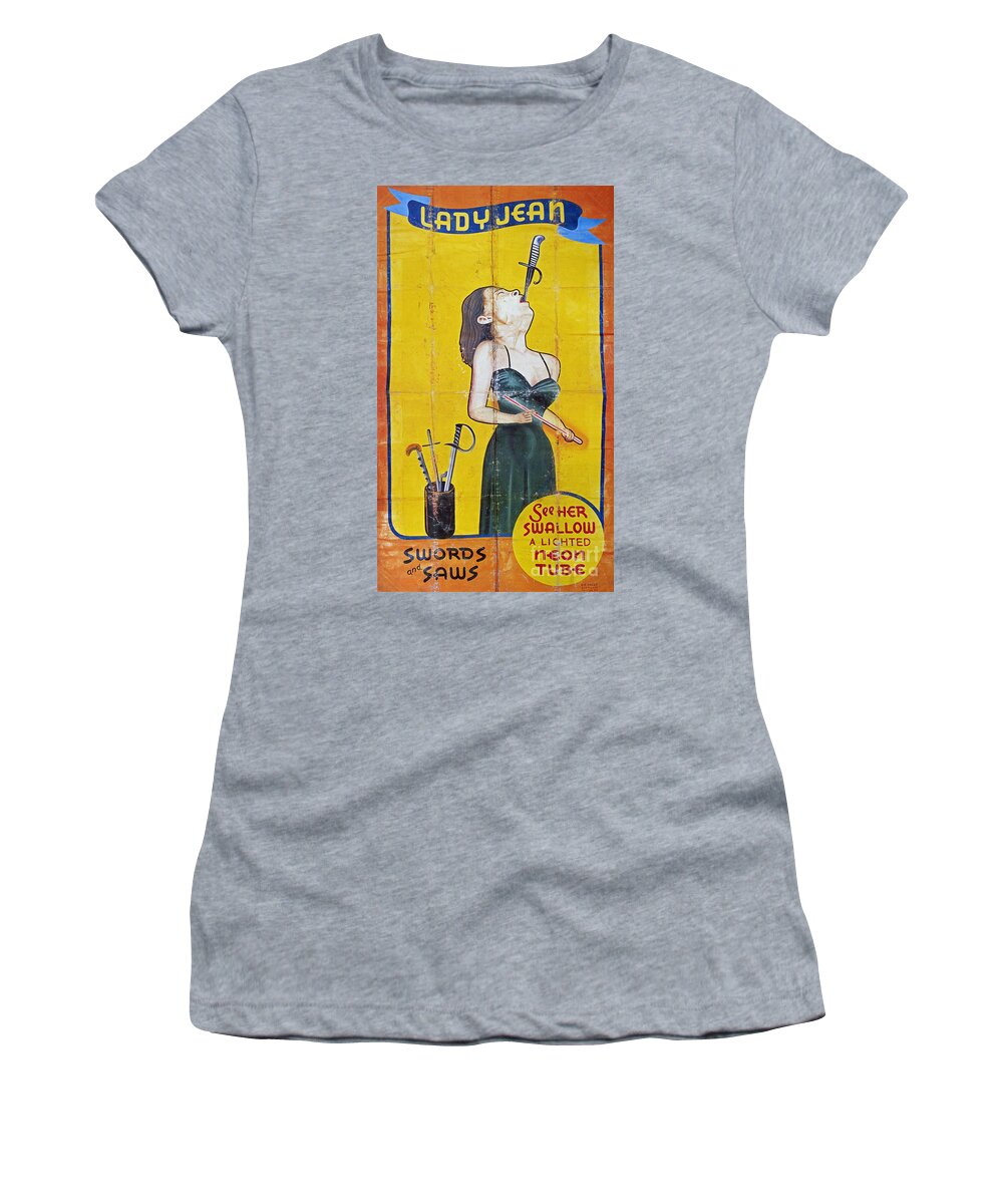 1950s Women's T-Shirt featuring the photograph SWORD SWALLOWER, c1955 by Granger