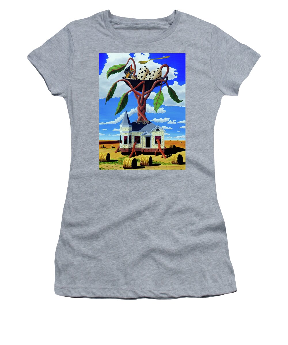  Women's T-Shirt featuring the painting Talk of the Town by Paxton Mobley