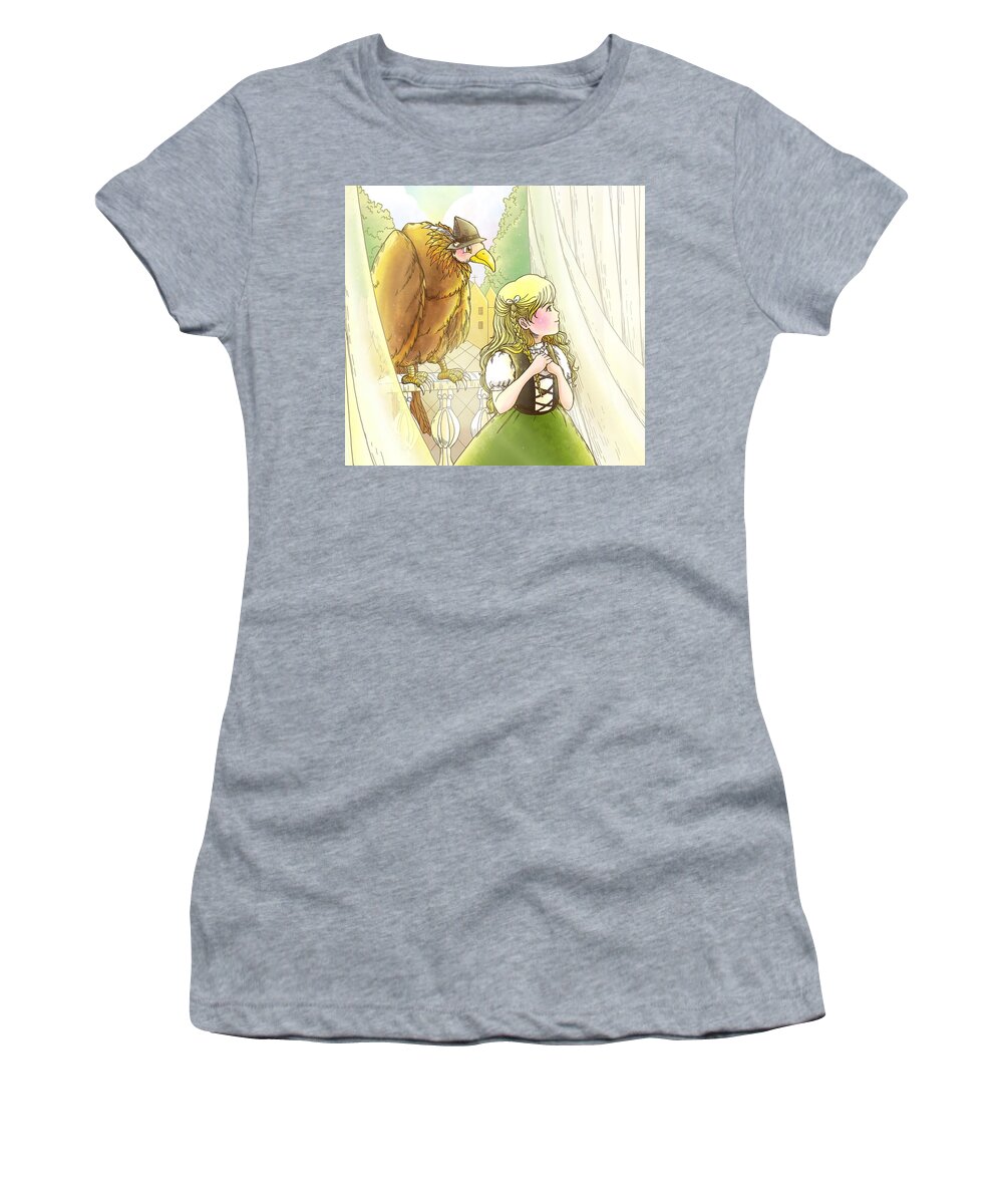  Women's T-Shirt featuring the painting Tammy and Polly on the Balcony by Reynold Jay