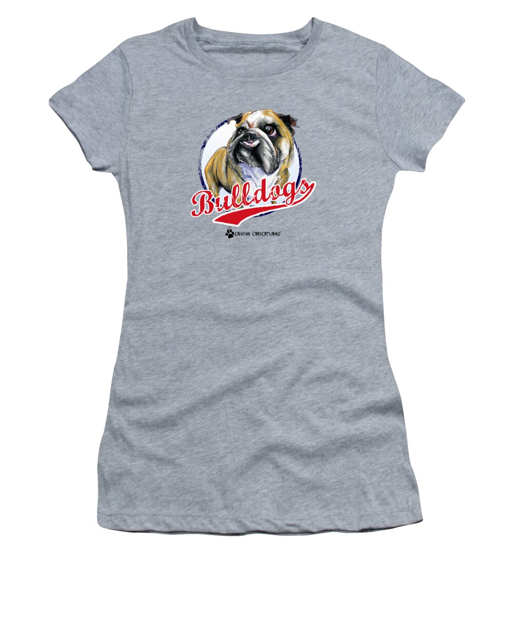 English Bulldog Women's T-Shirt featuring the drawing Team Bulldog by Canine Caricatures By John LaFree