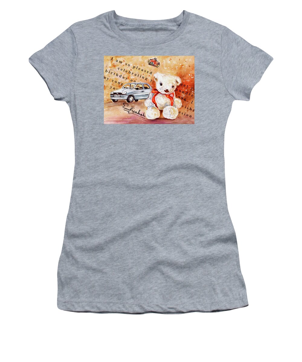 Truffle Mcfurry Women's T-Shirt featuring the painting Teddy Bear William by Miki De Goodaboom