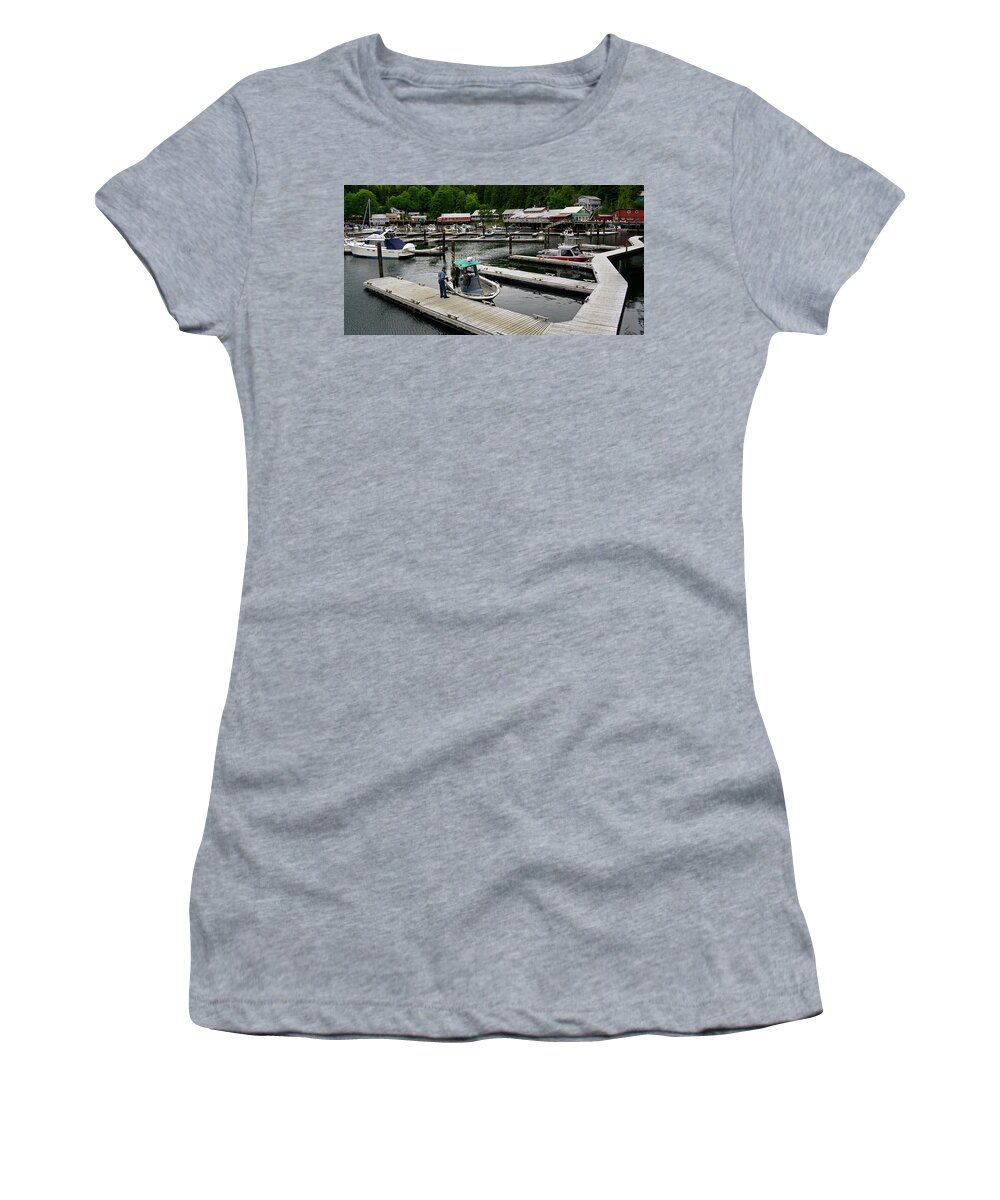 Telegraph Cove Women's T-Shirt featuring the photograph Telegraph Cove Harbor by Inge Riis McDonald
