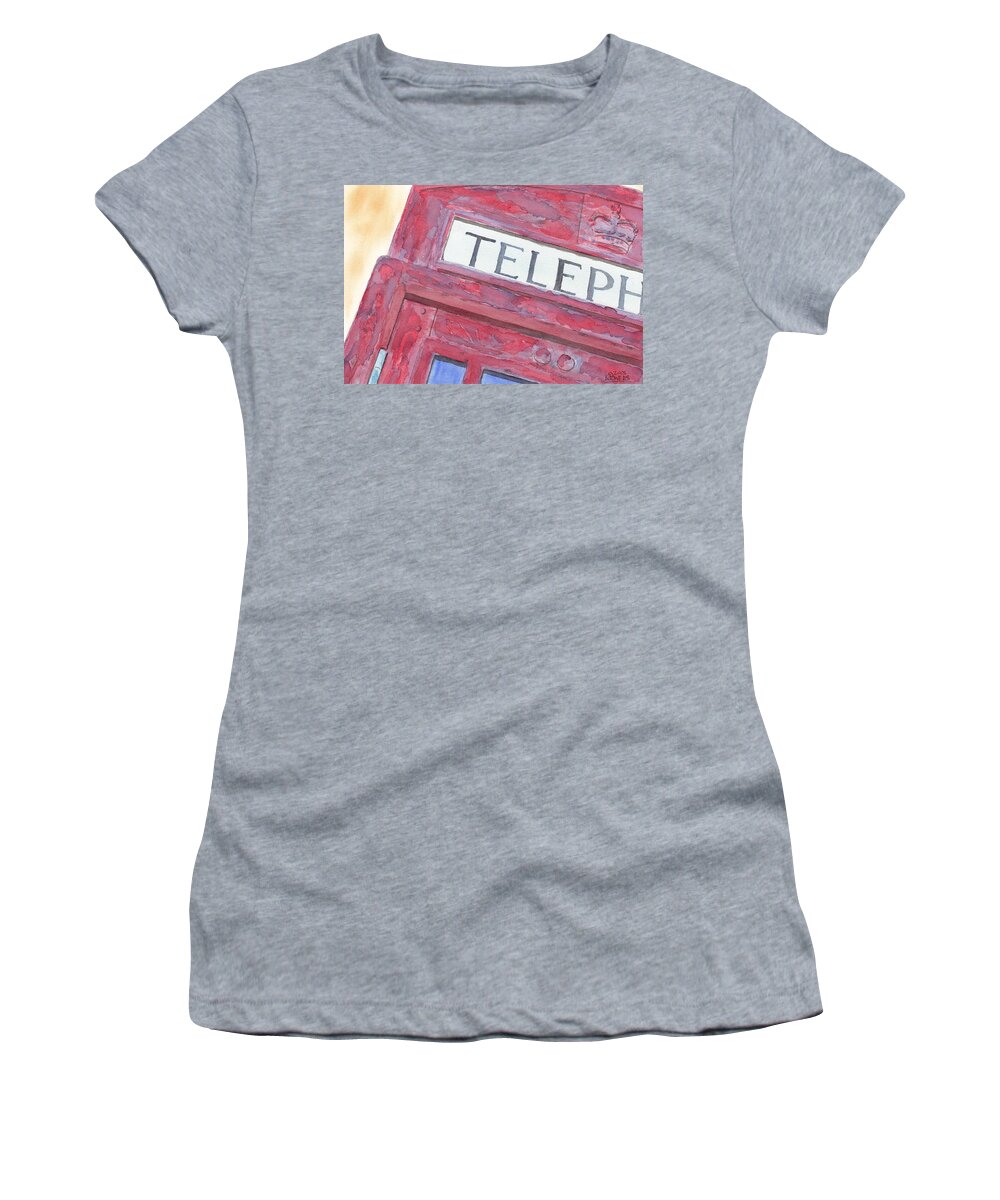 Telephone Women's T-Shirt featuring the painting Telephone Booth by Ken Powers