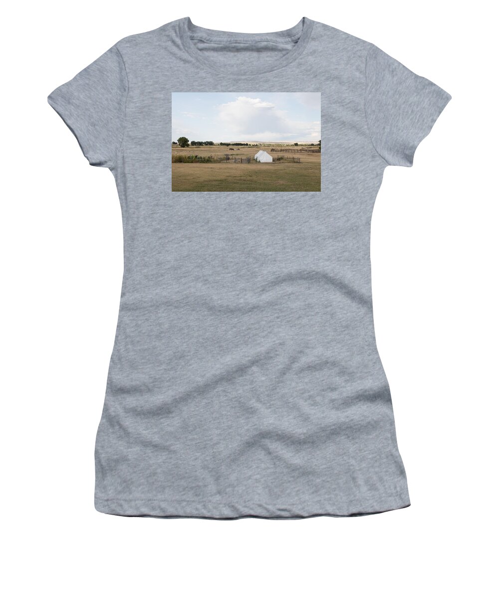 Carol M. Highsmith Women's T-Shirt featuring the photograph Tents at Fort Laramie National Historic Site in Goshen County by Carol M Highsmith