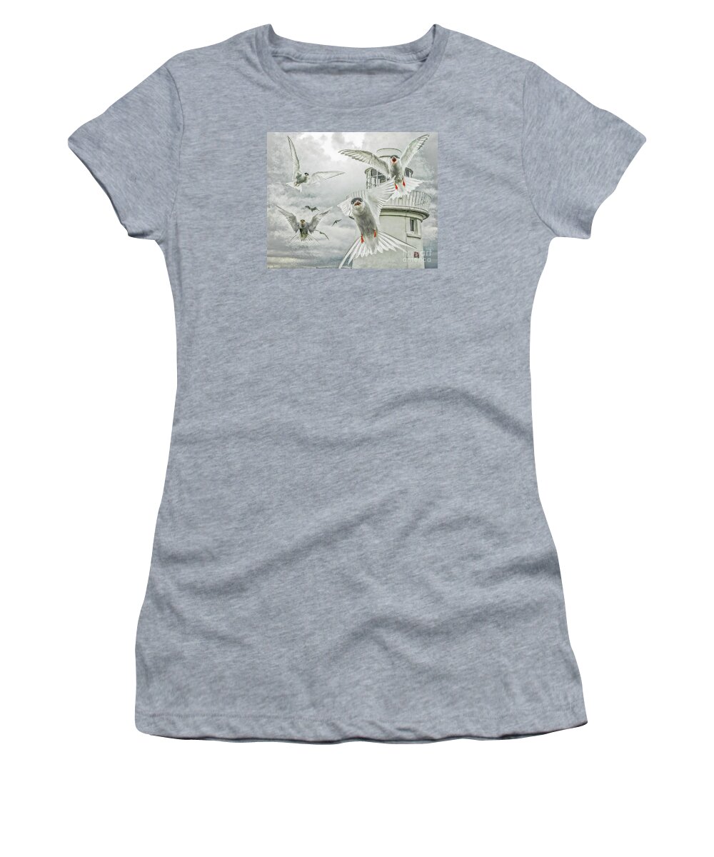 Arctic Terns Women's T-Shirt featuring the photograph Tern attack by Brian Tarr