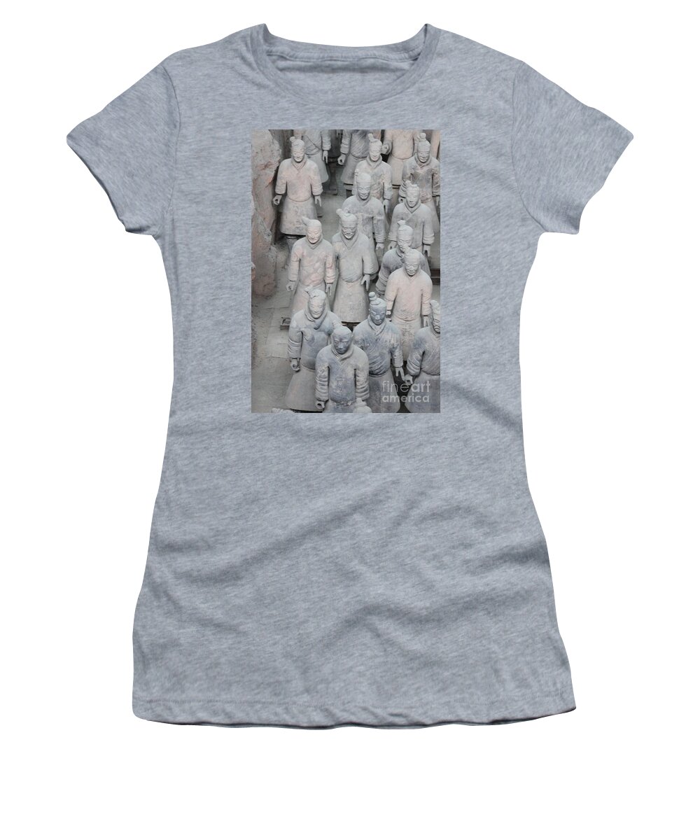 Terra Cotta Women's T-Shirt featuring the photograph Terra Cotta Warriors Detail by Thomas Marchessault