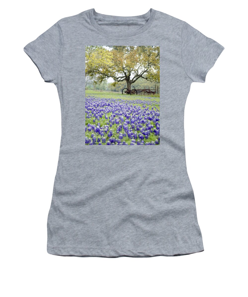 Texas Women's T-Shirt featuring the photograph Texas Bluebonnets and Rust by Debbie Karnes