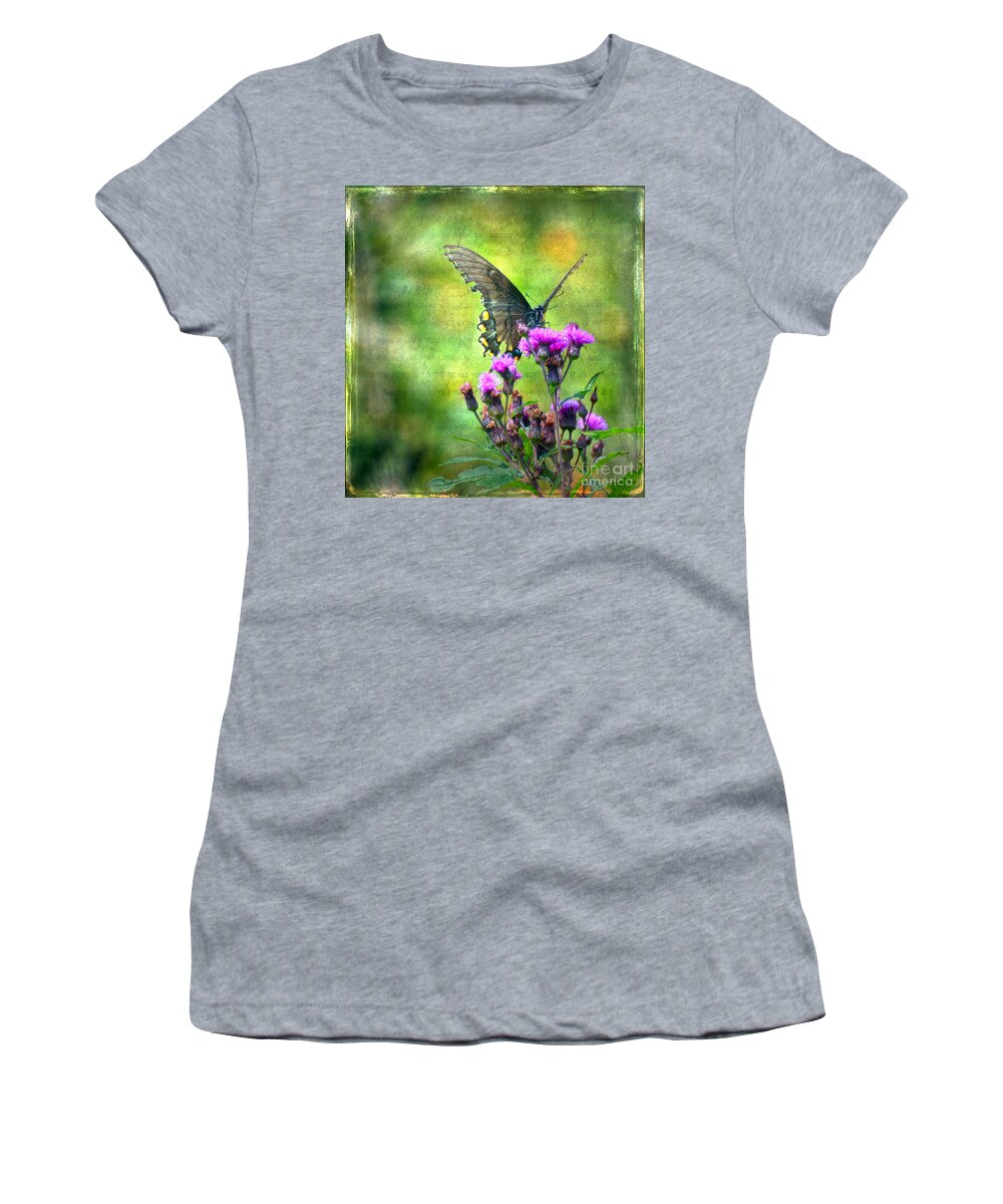 Butterfly Women's T-Shirt featuring the photograph Textured Art - Black Butterfly by Kerri Farley