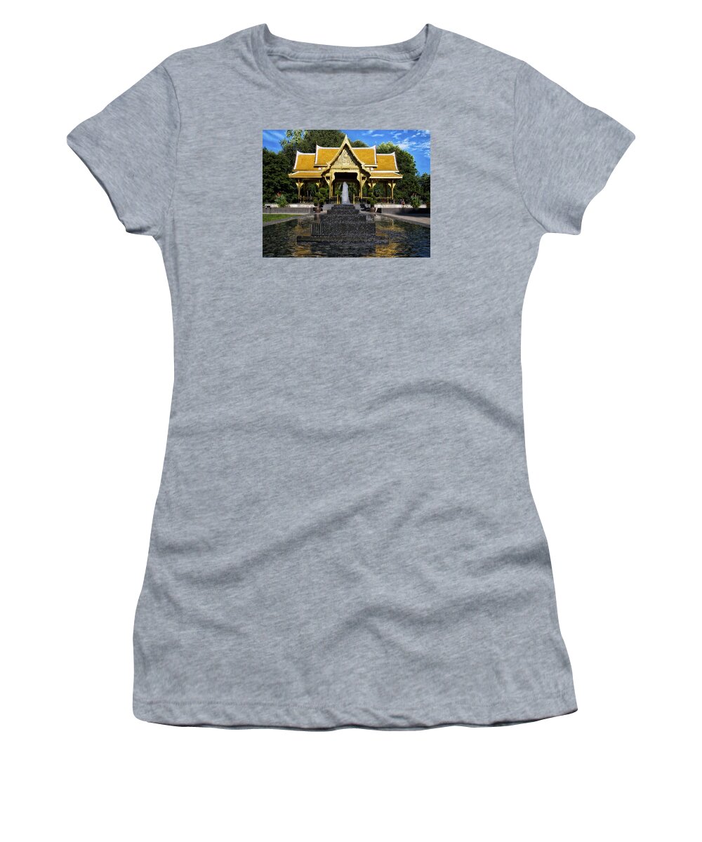 Ohlbrich Gardens Women's T-Shirt featuring the photograph Thai Pavilion - Madison - Wisconsin by Steven Ralser
