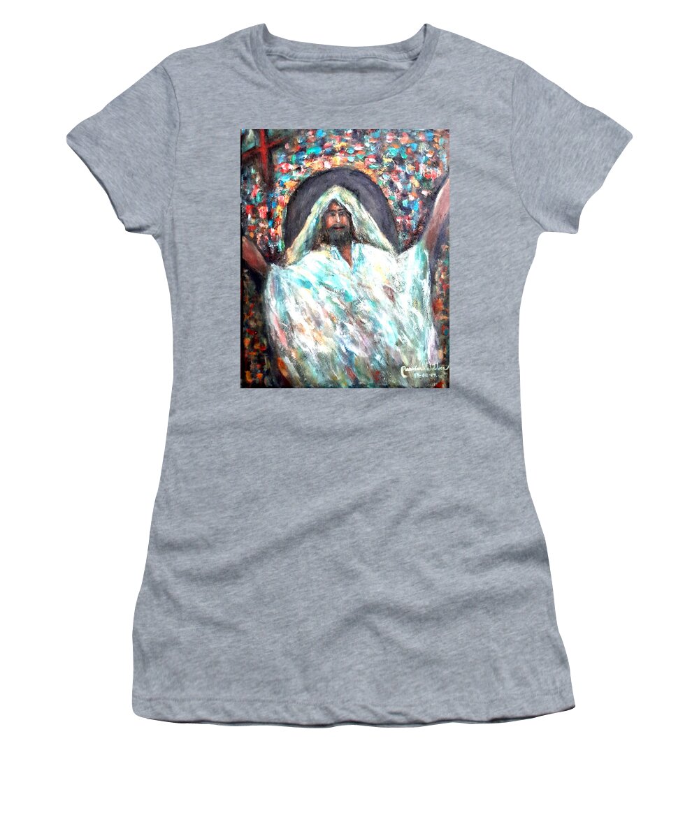  Women's T-Shirt featuring the painting Thank you God by Wanvisa Klawklean