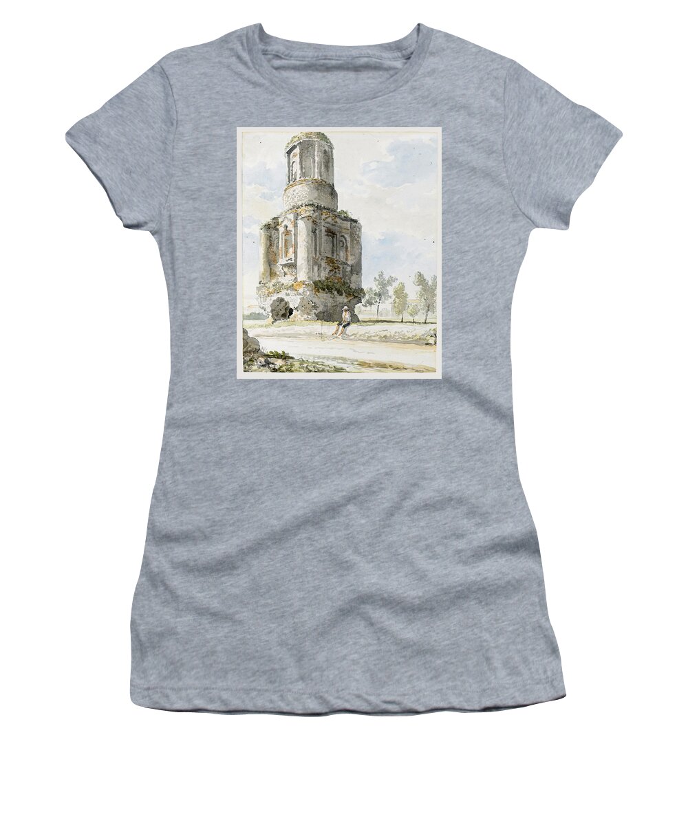 Carlo Labruzzi Women's T-Shirt featuring the drawing The Ancient Tomb called La Conocchia on the Road to Caserta by Carlo Labruzzi