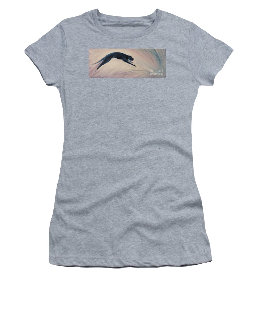 Feline Women's T-Shirt featuring the painting The Art of Movement by K M Pawelec