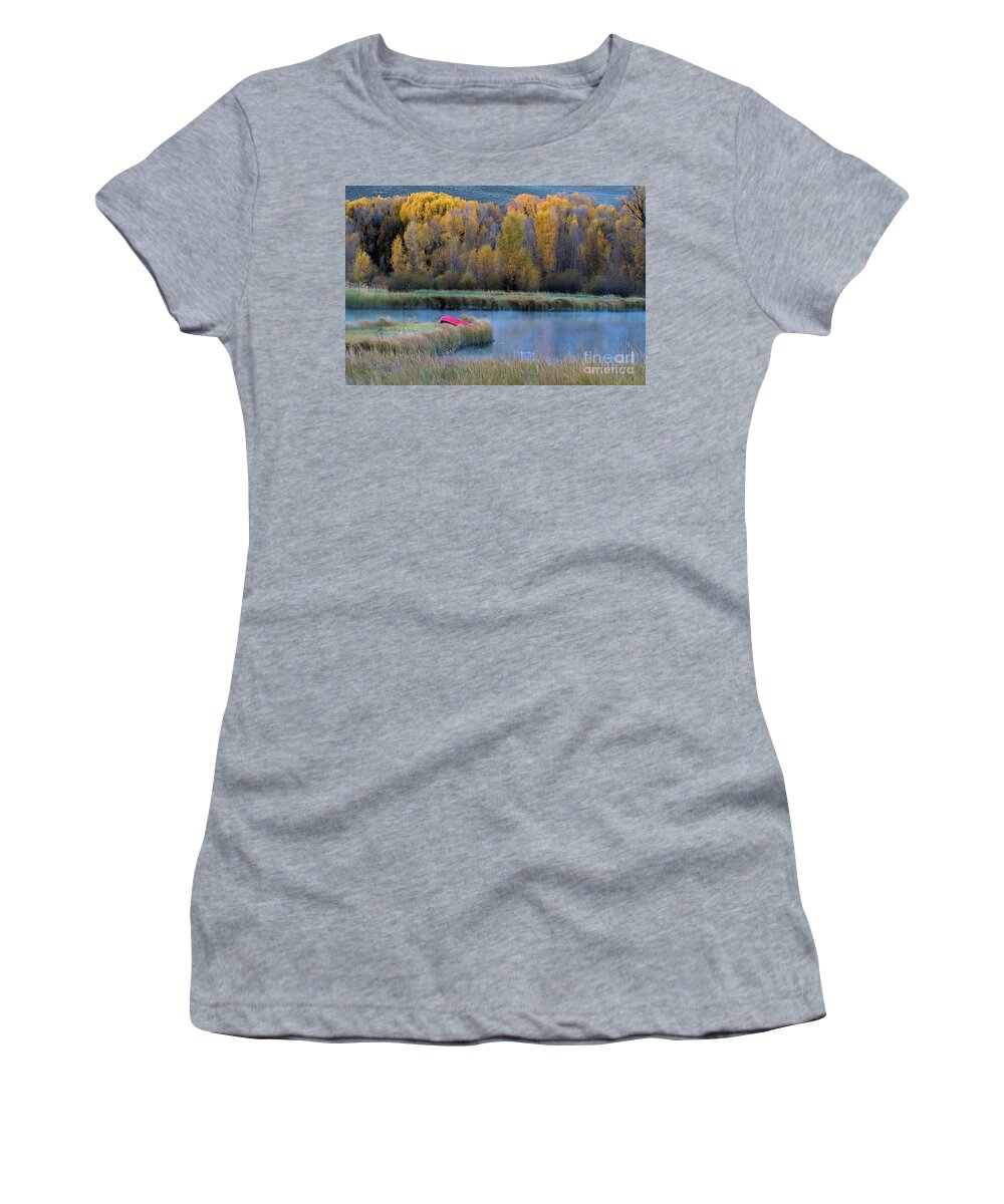 Autumn Colors Landscape Women's T-Shirt featuring the photograph The Autumn Banks by Jim Garrison
