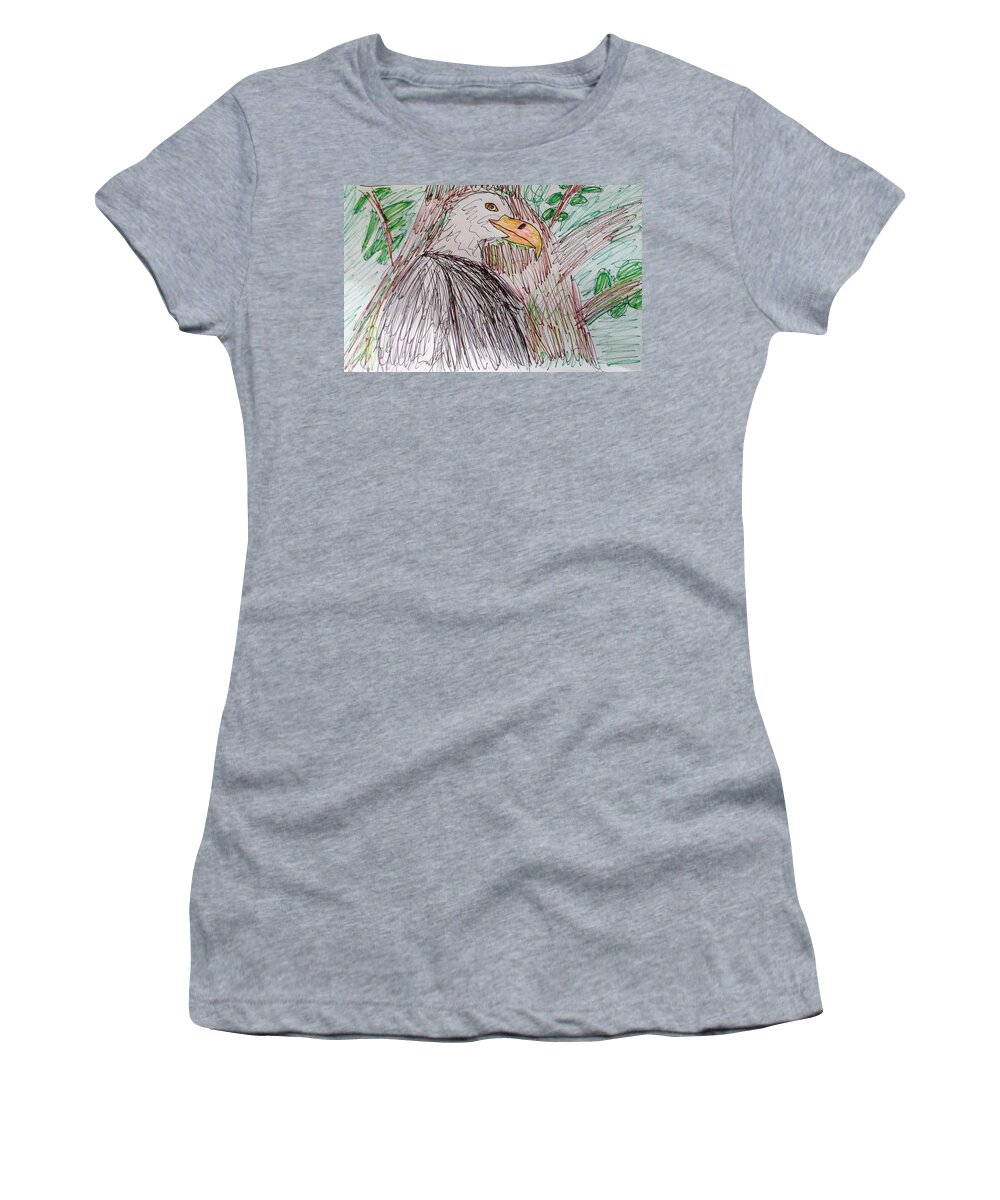Independence Day Women's T-Shirt featuring the drawing The Bald Eagle by Andrew Blitman