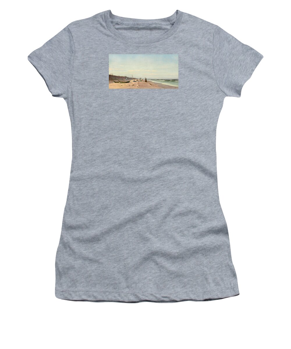 Francis Augustus Silva Women's T-Shirt featuring the painting The Beach at Long Branch New Jersey by Francis Augustus Silva
