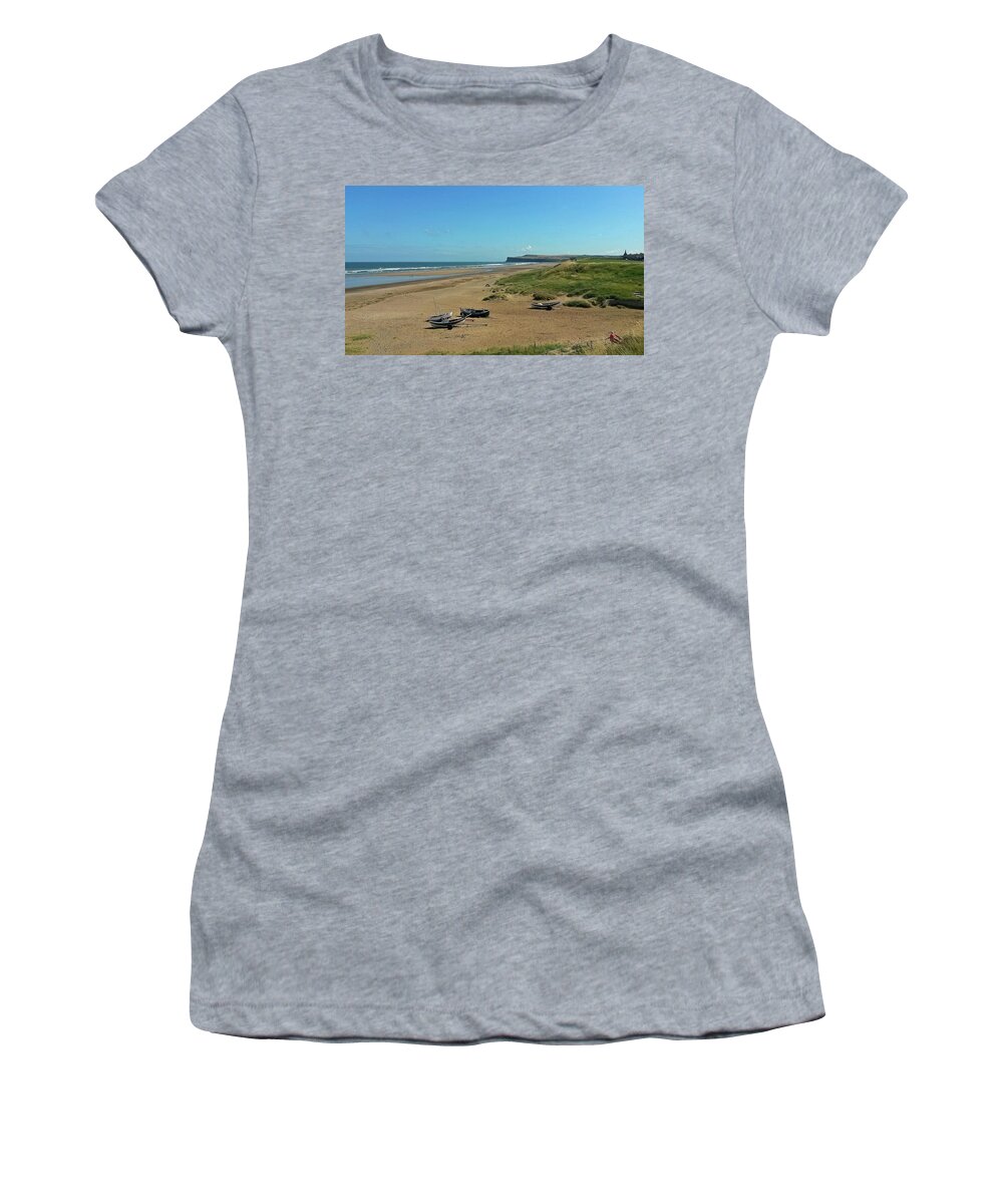 Marske By The Sea Women's T-Shirt featuring the photograph The Beach at Marske by the Sea by Jeff Townsend