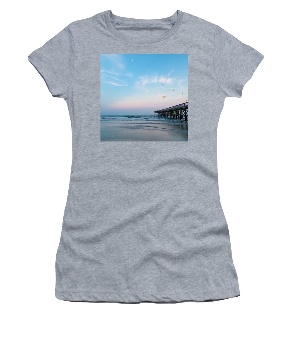 Beautiful Women's T-Shirt featuring the photograph The Beach At Sunset Is A Magical Place by Cassandra M Photographer