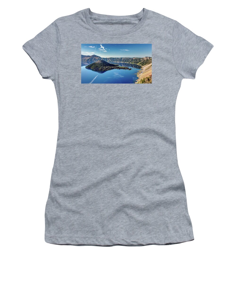 Crater Lake Women's T-Shirt featuring the photograph The Blue Jewel Of Oregon by Pierre Leclerc Photography