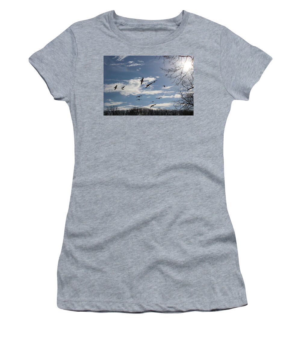 Scene Women's T-Shirt featuring the photograph The Blue Skies of Winter by Dora Sofia Caputo
