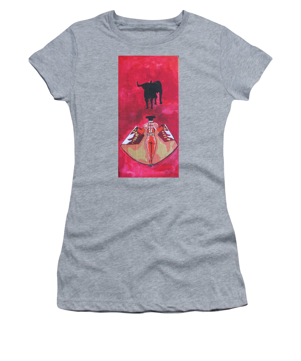 Spanish Art Women's T-Shirt featuring the painting The Bull Fight NO.1 by Patricia Arroyo