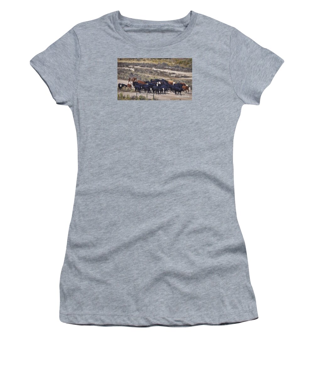 Cattle Women's T-Shirt featuring the photograph The Cattle Drive by Janice Pariza