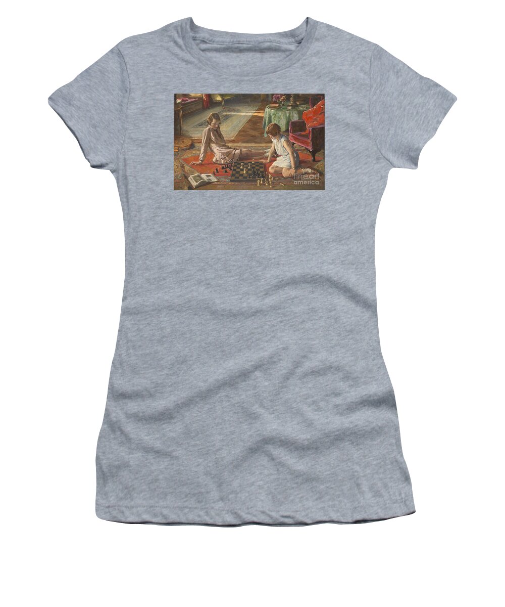 Sir John Lavery Women's T-Shirt featuring the painting The Chess Players by MotionAge Designs