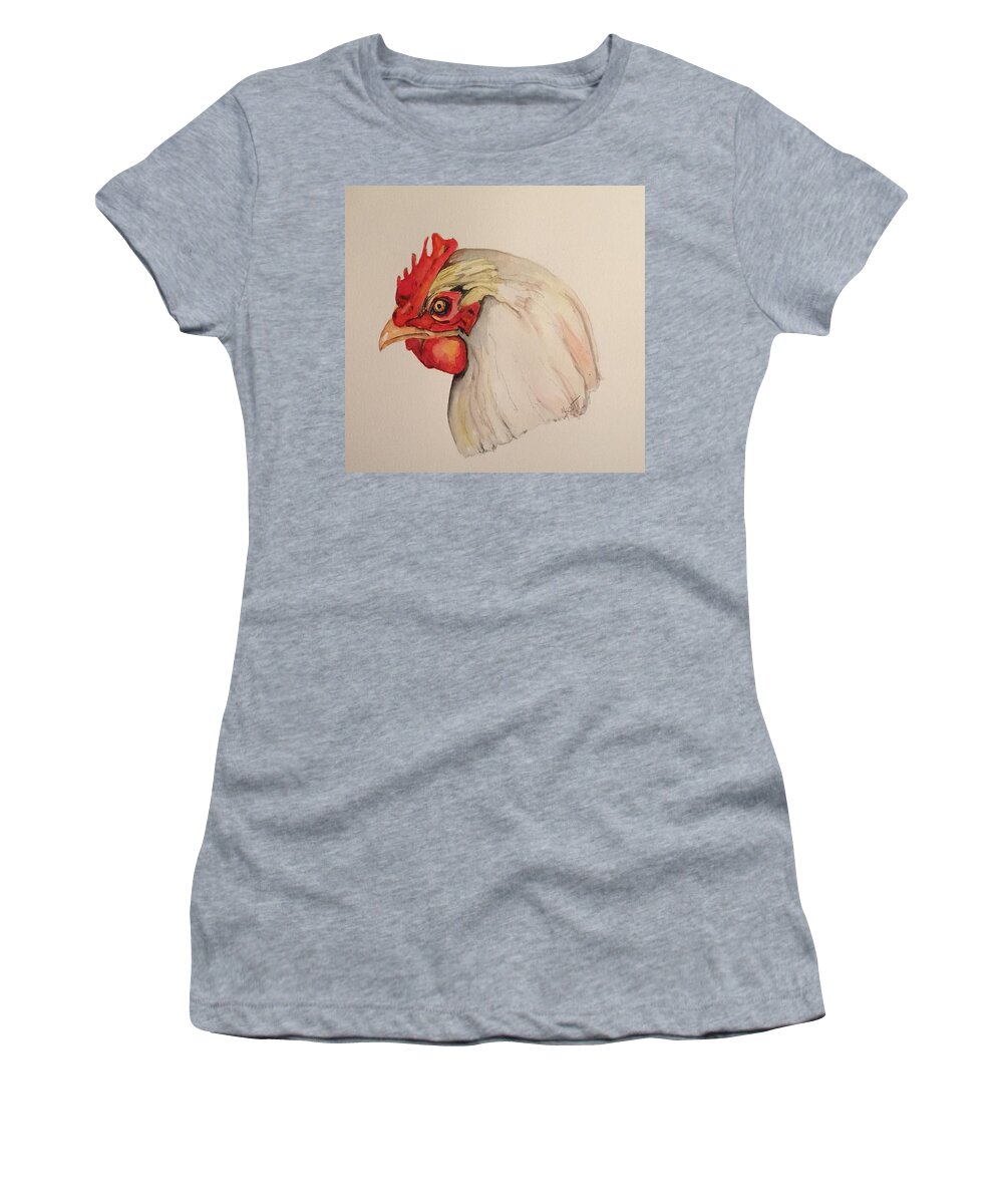 Poultry Women's T-Shirt featuring the painting The Chicken by Mary Scott