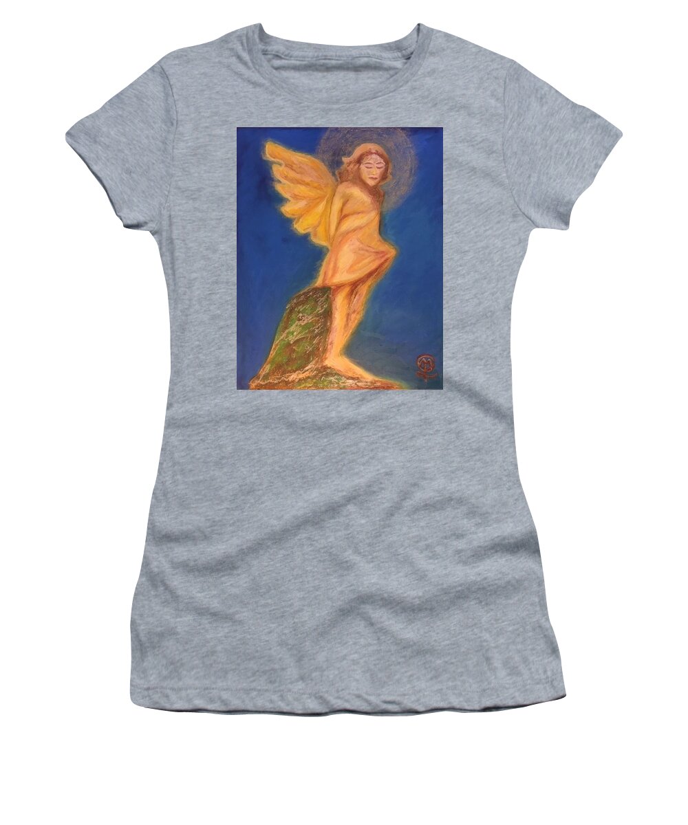 The Child Angel Women's T-Shirt featuring the painting The Child Angel by Therese Legere