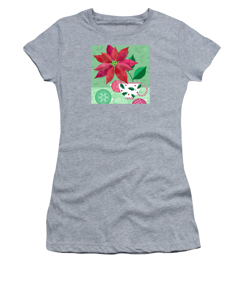 Christmas Women's T-Shirt featuring the digital art The Christmas Poinsettia by Valerie Drake Lesiak