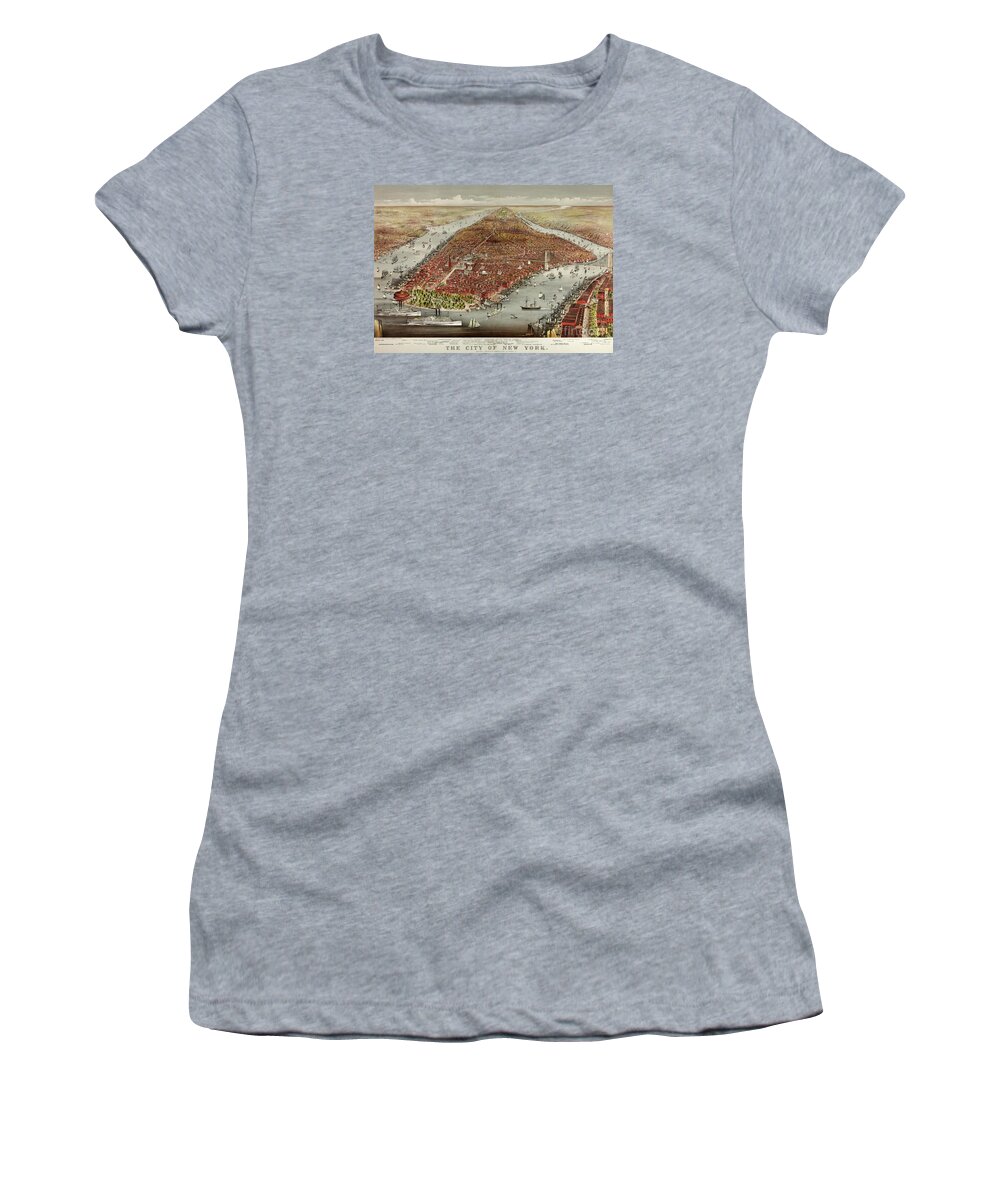 New York City Women's T-Shirt featuring the painting The City of New York by American School
