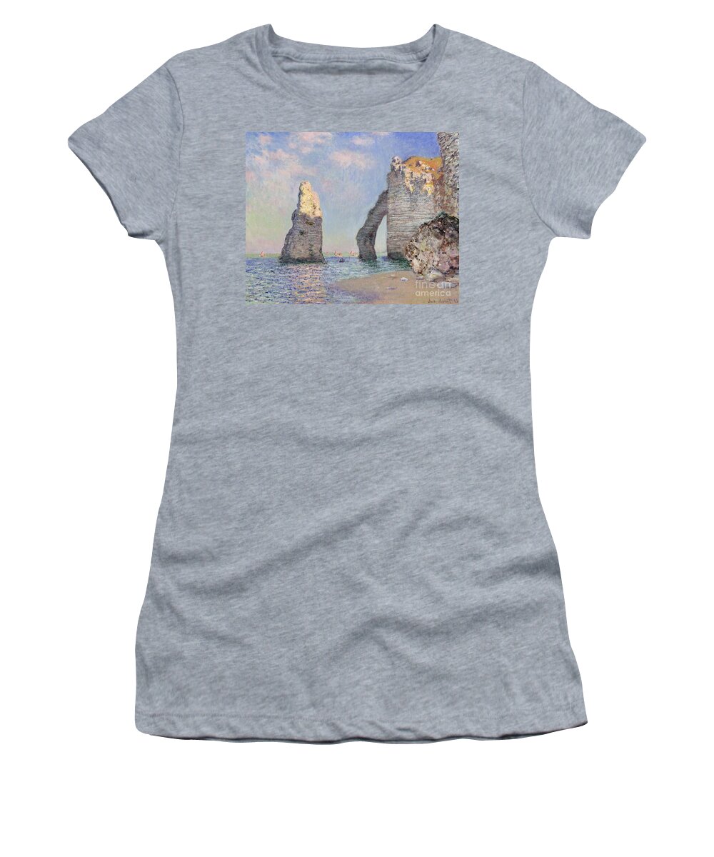 The Cliffs At Etretat Women's T-Shirt featuring the painting The Cliffs at Etretat by Claude Monet