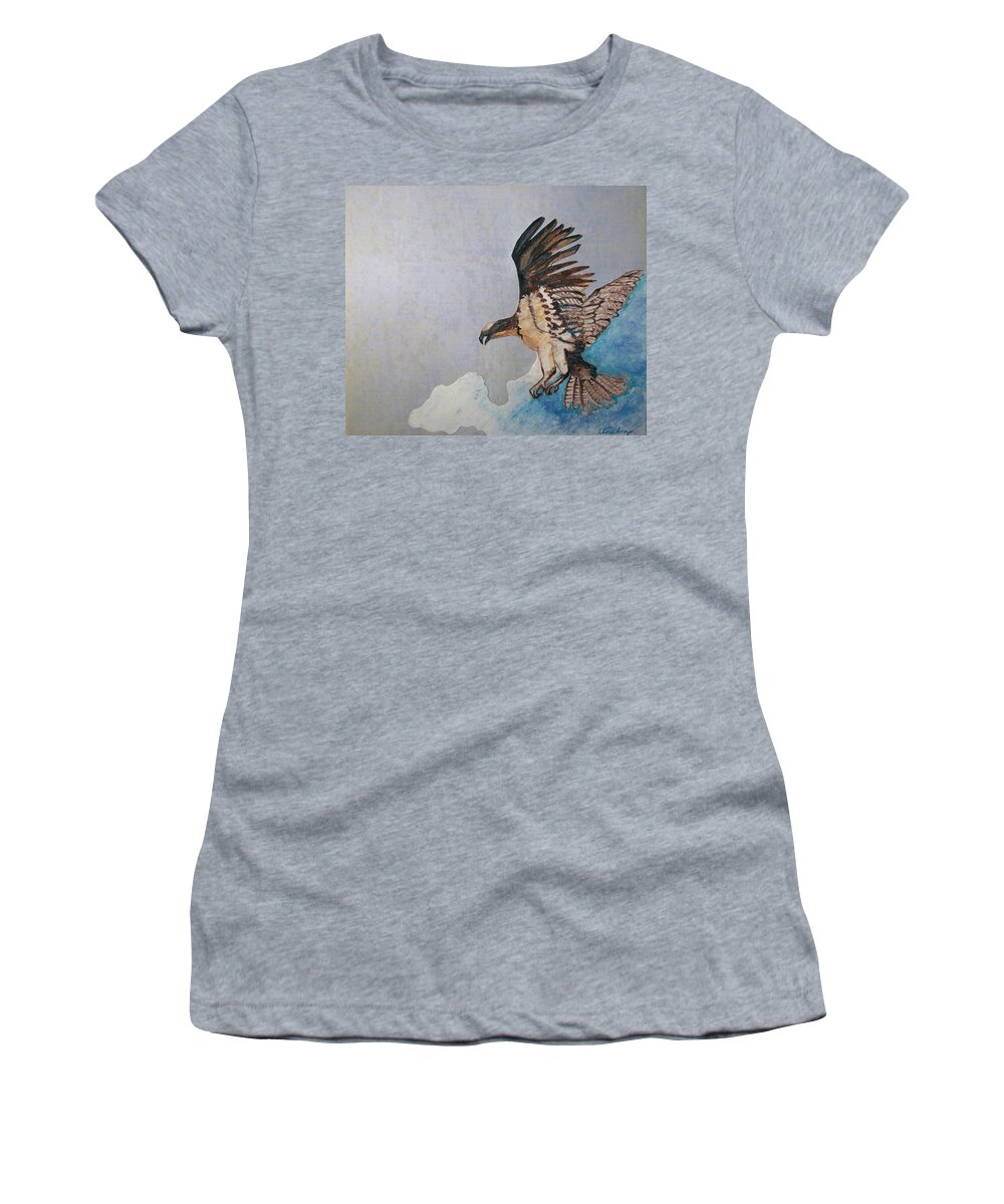 Birds Women's T-Shirt featuring the painting The Cloud Surfer by Patricia Arroyo