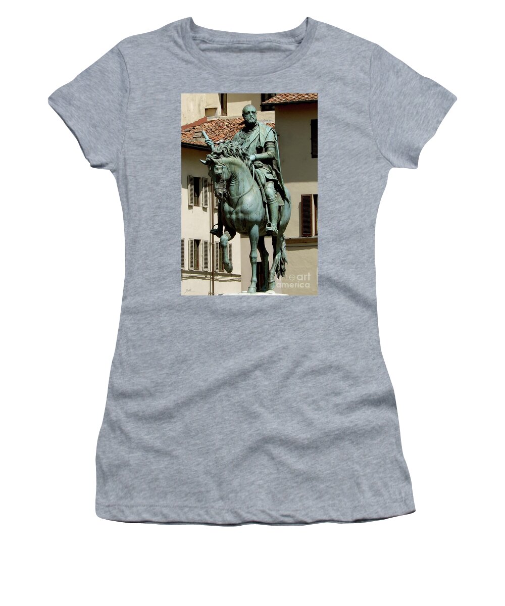 Equestrian Monument Of Cosimo1 Women's T-Shirt featuring the photograph The Cosimo Statue by Suzette Kallen