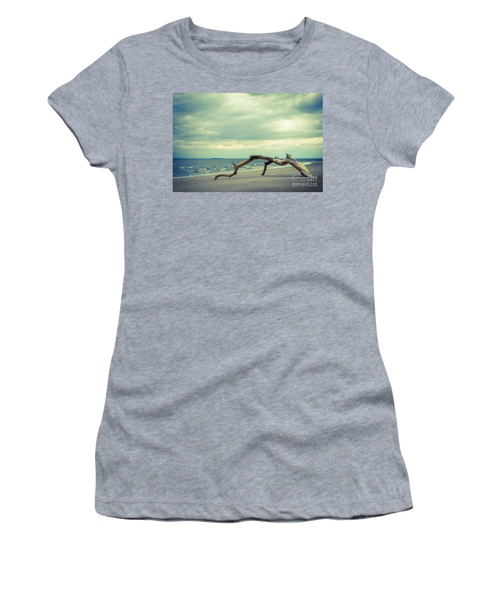Teal Women's T-Shirt featuring the photograph The Cove Abstract Coastal Landscape Photograph by PIPA Fine Art - Simply Solid