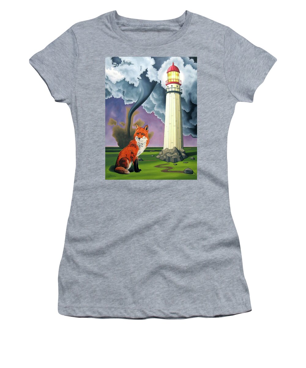  Women's T-Shirt featuring the painting The Day the Rocks Ran Away by Paxton Mobley