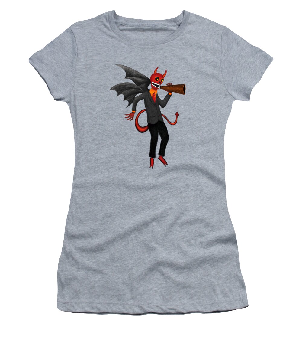 Devil Women's T-Shirt featuring the painting The Devil Appeared To Me Growling Through An Old Megaphone by Little Bunny Sunshine