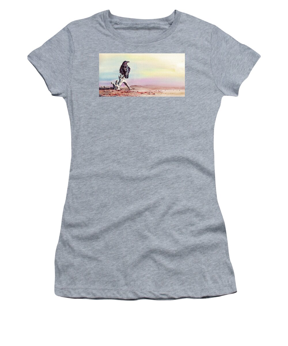 Raven Women's T-Shirt featuring the painting The Drifter by Peter Williams