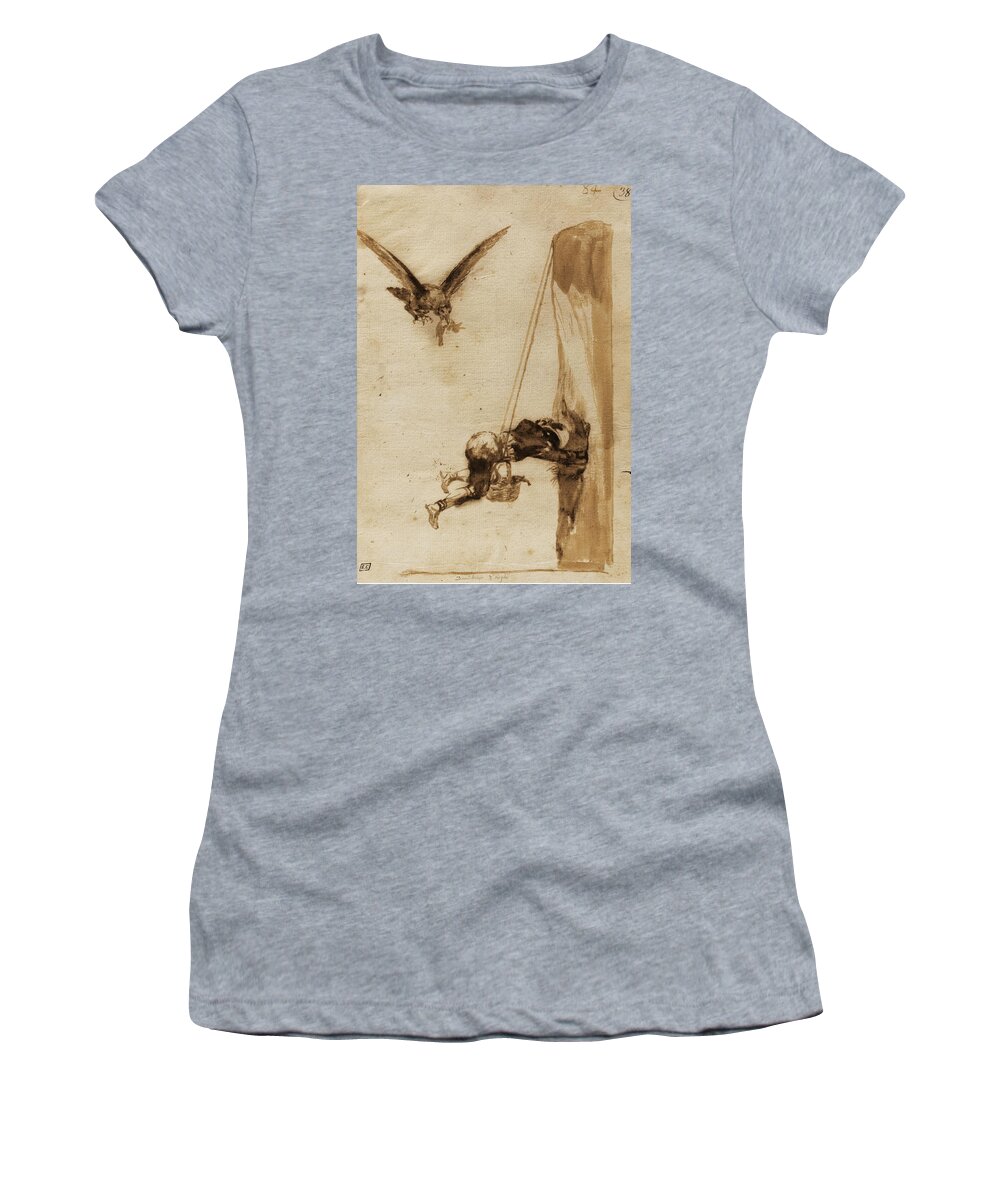 Francisco Goya Women's T-Shirt featuring the drawing The Eagle Hunter by Francisco Goya