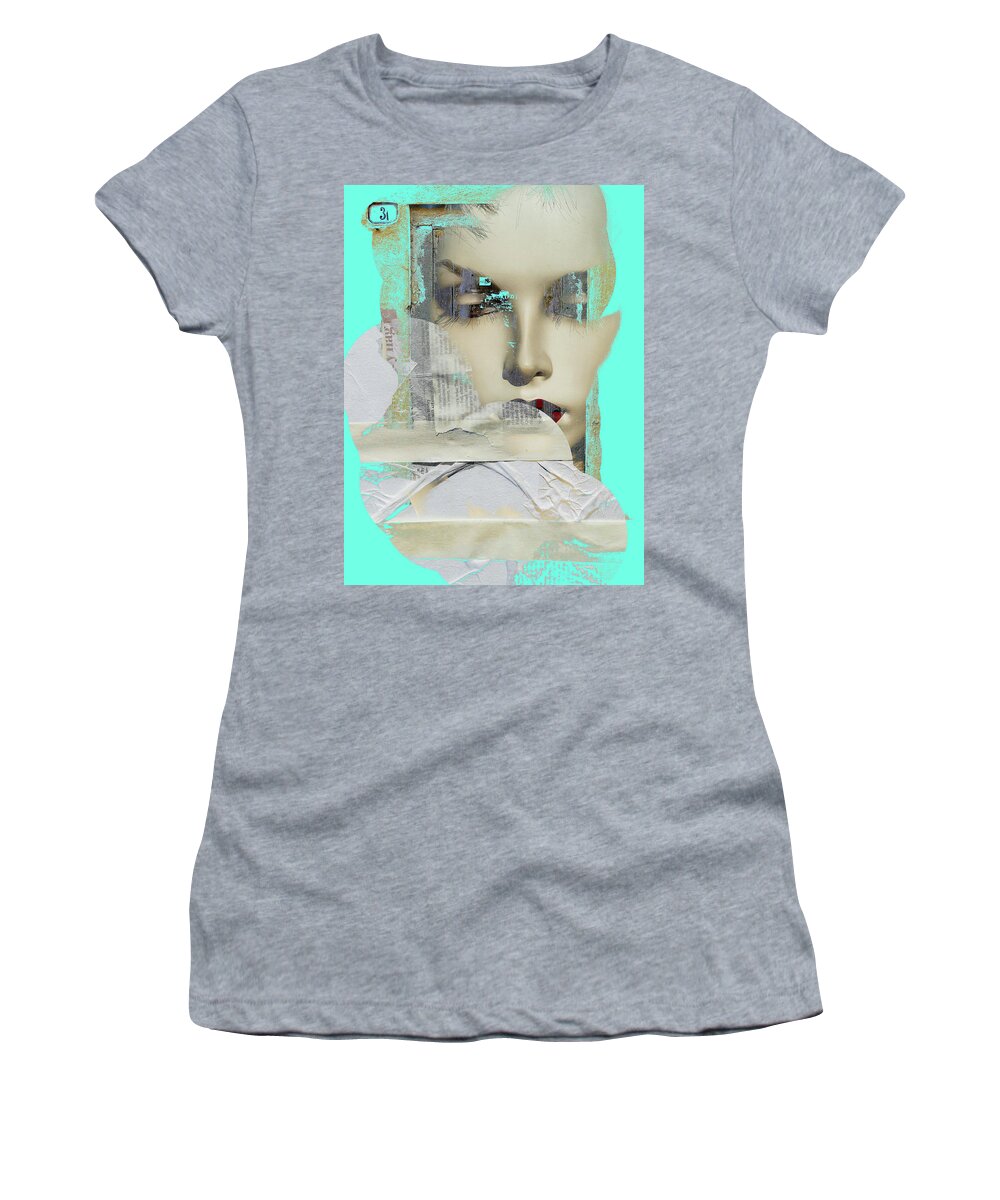 Face Women's T-Shirt featuring the photograph The face and the old door by Gabi Hampe