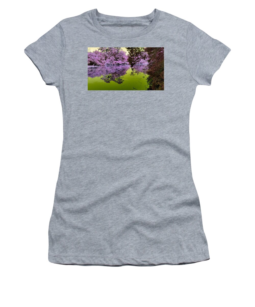 Fantasy Women's T-Shirt featuring the mixed media The Fantasy Pond by Stacie Siemsen